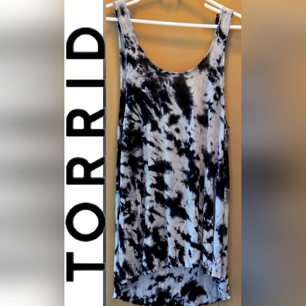 NWT Torrid Black And White Tye Dye High Low Tank Top Size 0X